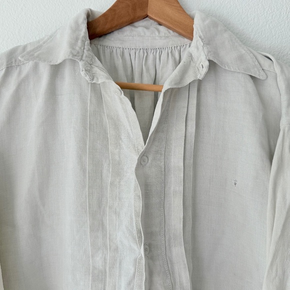 ANTIQUE FRENCH LINEN SHIRT FROM LATE 1800s - Amazing Condition! - Picture 3 of 10